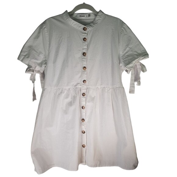 MISSGUIDED White Short Sleeve Casual Peplum Mini Dress - Picture 3 of 10